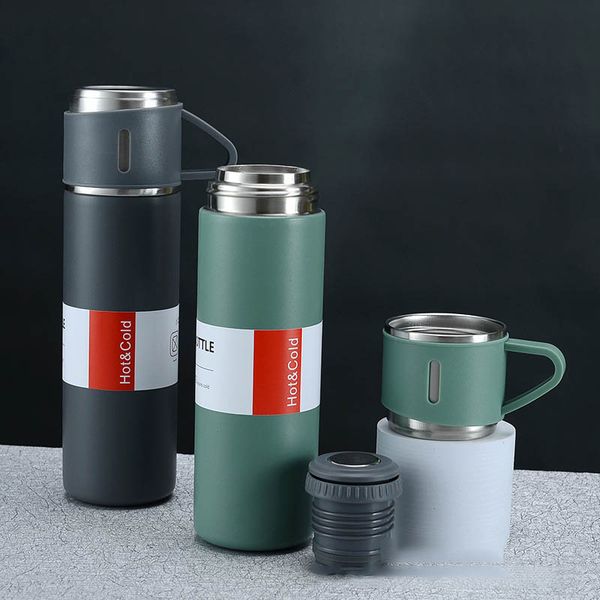 

500ml stainless steel mugs with 2 sharing cup in gift box bag customizable logo reusable car cups vacuum insulated water bottle thermal subl