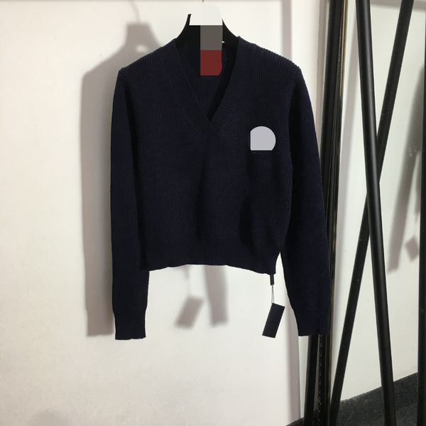 

720 l 2022 runway summer brand same style sweater v neck red long sleeve striped women's sweaters meiyi, White;black
