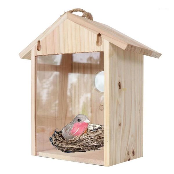Другие птицы поставляют творческий деревянный висящий гнездо, кормление, кормление, открытая оконная клетка, контейнер для пищи, всасывающие чашки с всасывающими чашками
