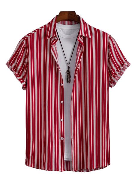 

romwe guys striped shirt p3nu#, White;black