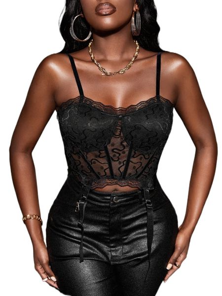 

sxy lace insert crop mesh cami u30s#, White
