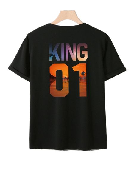 

men letter & scenery print tee i9jc#, White;black