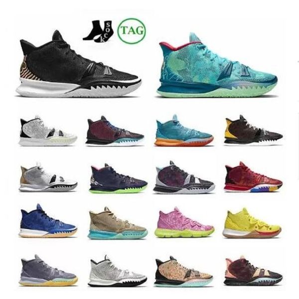 

kyries 7s mens basketball shoes kyrie 5 special-fx pale ivory anime hip hop horus brown green irving 7 trainers outdoor sports r2ru, Black