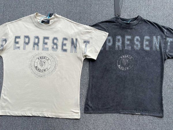

angel college big letter present print paint off old washed retro high street short sleeved t-shirt, White;black