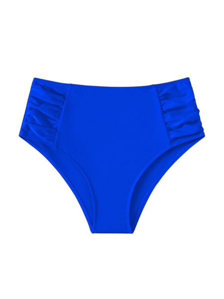 

plain ruched high waisted bikini bottom s6rb#, White;black