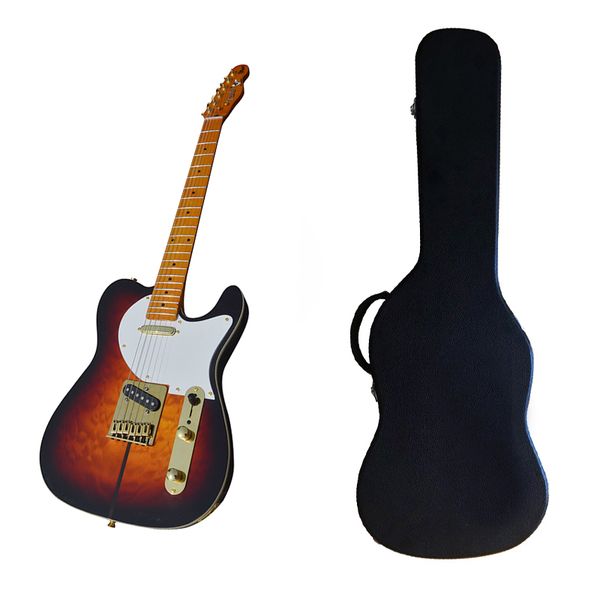 

classic brand electric guitar, luxurious tiger pattern surface, performance level, delivery worldwide