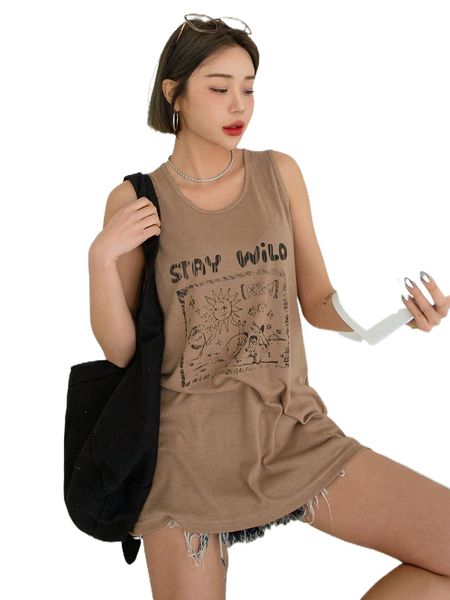 

dazy letter & figure graphic tank 41sb#, White