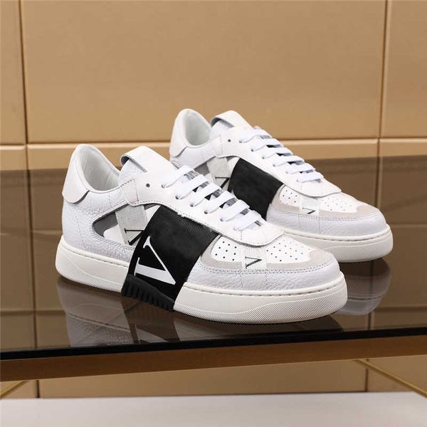 

2022 designer shoes patchwork trendy sneakers men women trainers genuine punk rivets low sneaker leather skateboarding shoe with box, Black
