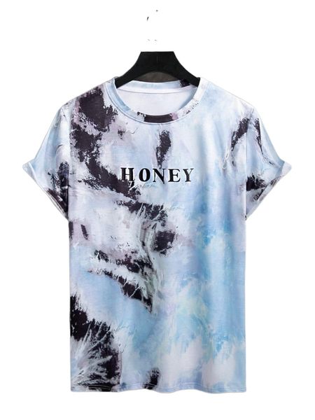 

men tie dye letter graphic tee c5ef#, White;black