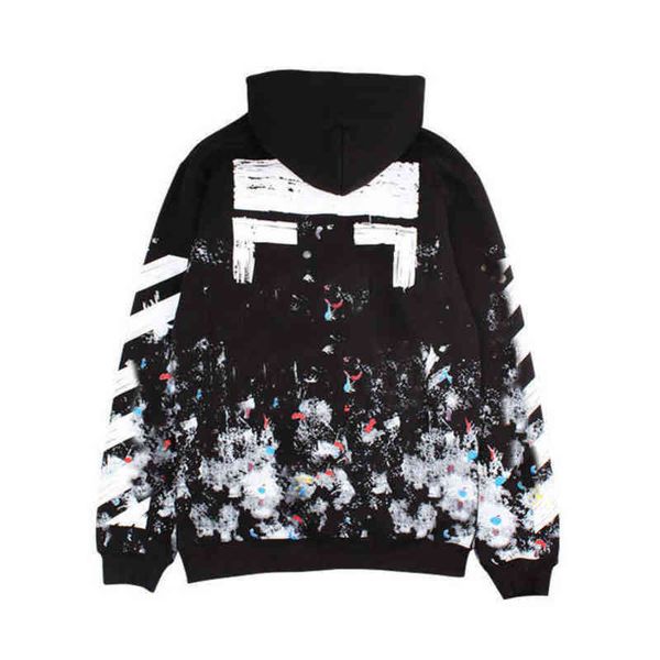 

loose mens fashion offs hoodies brand classic sweatshirts hoodie cotton pullover long sleeved back oil paint arrow x men women jcvm, Black