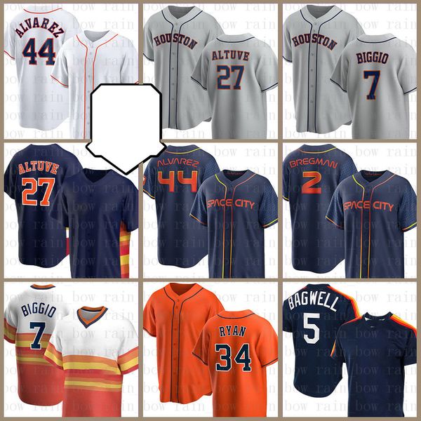 Astros Baseball Jersey 27 Хосе Алтуве Йордан Альварес Крейг Биггио Алекс Брегман Нолан Райан Джефф Бэгвелл Джастин Верландер Карлос Корреа Юлий Гурриэль Час Маккормик