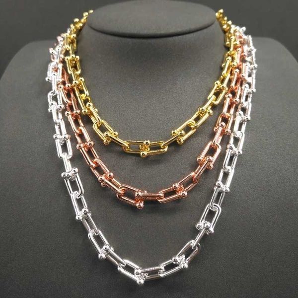 

925 sterling silver necklace for women hardwear series chain link necklace charm small u type necklaces luxury brand jewelry