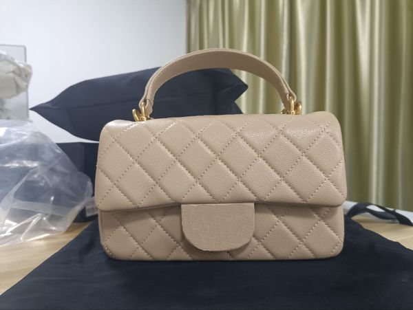 

ly new hand flap bag classic caviar grain cowhide leather quilted plaid weave chain gold hardware shoulder messenger bag luxury designer lad