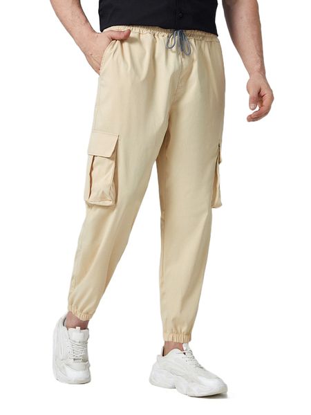 

extended sizes men flap pocket drawstring waist pants o4z3#, Black