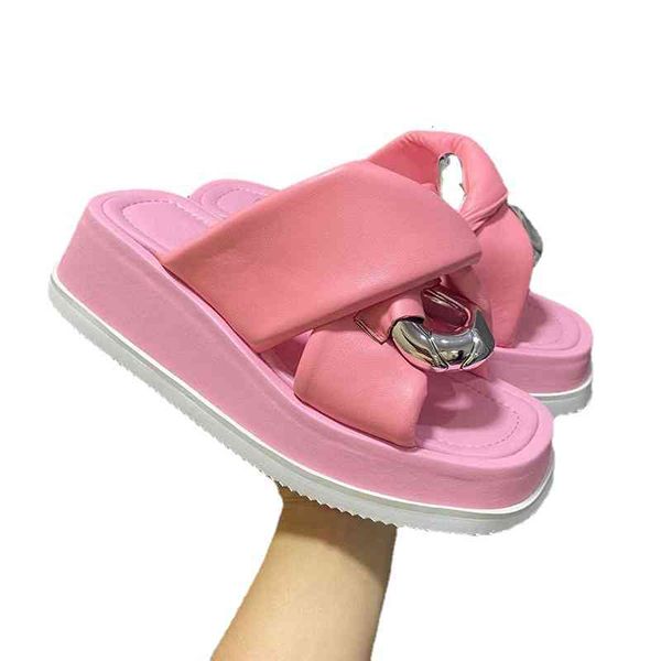 

slippers summer new simple flat shoes genuine leather cross vamp slippers female platform soft and comfortable beach fashion, Black