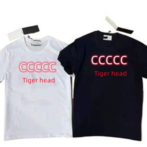 

22 new letter tiger head t-shirt cotton men dress fashion luxury women's shirt short sleeve black and white orange s-6xl size, White;black