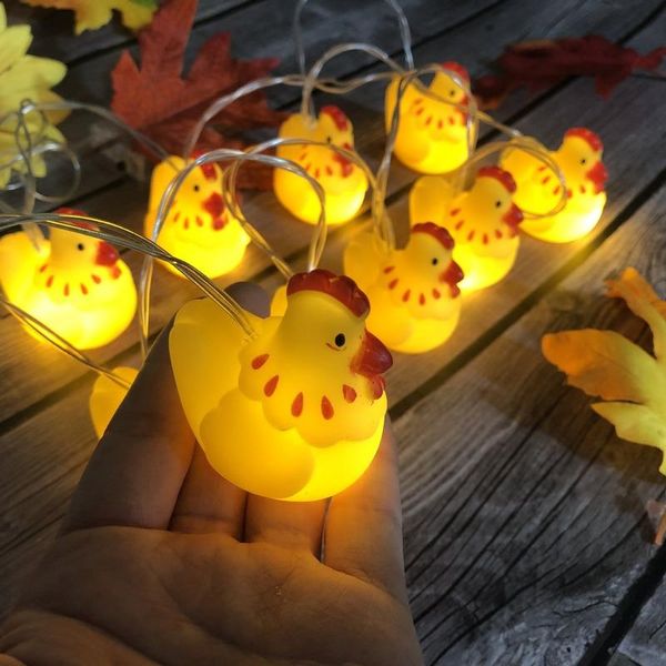 Guirnalda LucesLED Strings Chicken LED String Lights Thanksgiving Light Indoor Garland Curtain Holiday Window Decoration Party Trendy Guirnalda