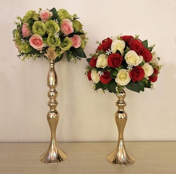 Party-Dekoration, goldene Kerzenhalter, 50 cm, Blumenvase, Kerzenständer, Hochzeit, Tischdekoration, Rack, Straße führt, 10 Stück, SN1248Party