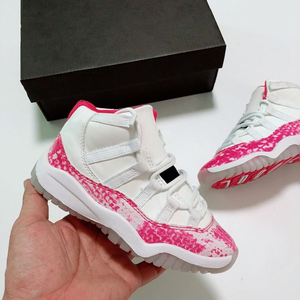 

big bred 11s boys girls children kids basketball sneaker shoes pink navy blue snakeskin 72-10 trainers size 4y 5y, Black