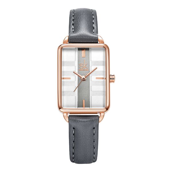 

2022 new sk women's watch fashion simple creative waterproof quartz belt gift, Slivery;brown
