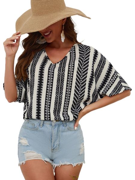 

geo print dolman sleeve blouse q4q0#, White