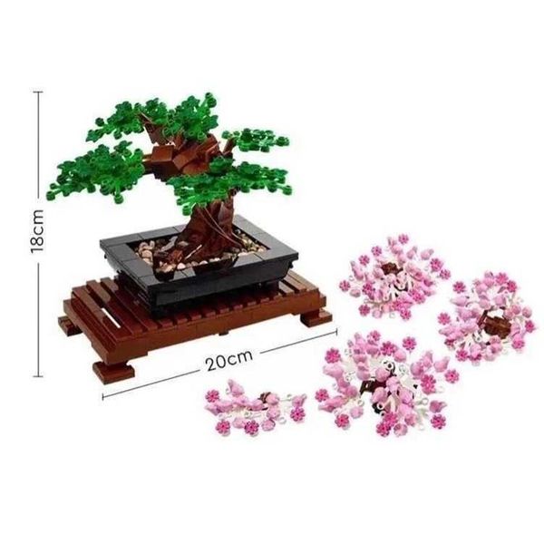 

in stock idea bonsai tree building blocks bouquet rose flowers bricks gift 344o