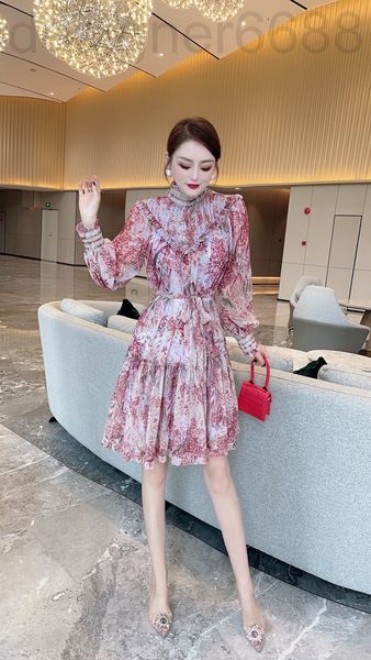 

casual dresses designer early autumn french first love design, light luxury temperament, slim waist, broken flower dress ws2h, Black;gray