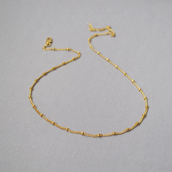 

brass beaded chains in gold silver basic chain chockers thin necklaces