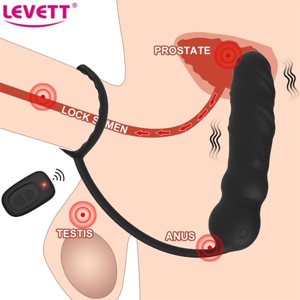 Maschio Massaggiatore della prostata Vibratore Senza fili Butt Plug anale Pene Cock Ring Scroto Ballstrecher Per uomini Buttplug Giocattoli adulti del sesso 220412