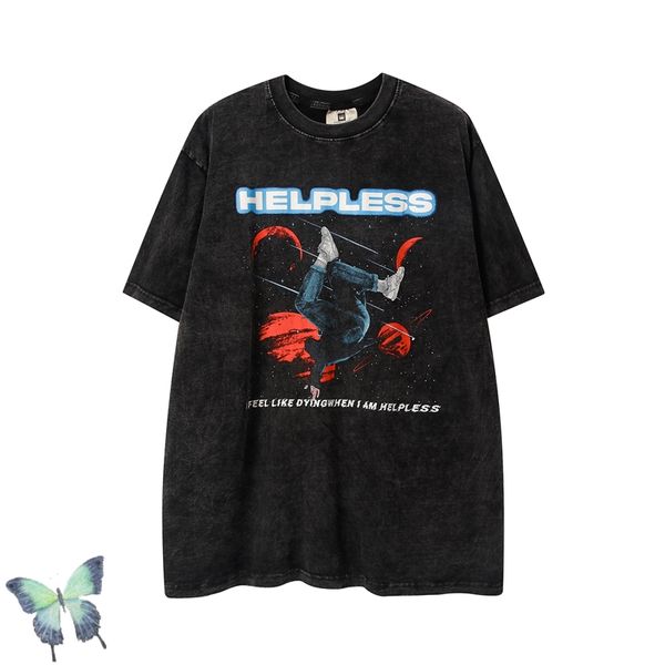 

wash do old men women oversize t-shirt tees 22ss, Black;brown