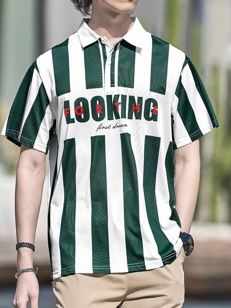 

men slogan graphic colorblock polo shirt s9wy#, White;black