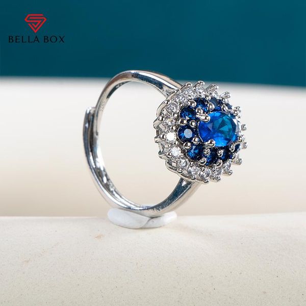 

wedding rings bella box gorgeous blue red cubic zircona women temperament elegant lady's finger ring brilliant fashion jewelry, Slivery;golden