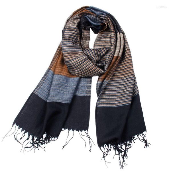 Lenços lenço de inverno para homens marca de designer shawl wrap mick cashmere moda bandana listrado macho com borla 180 52cmscarves