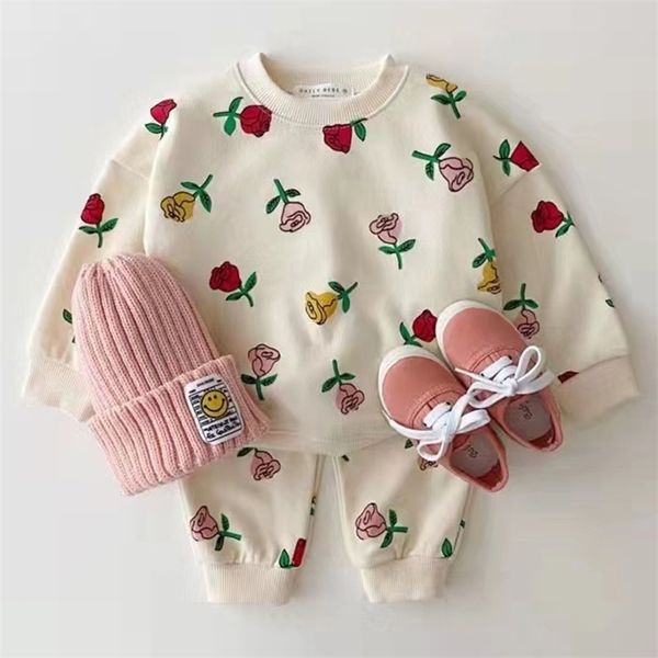 

lzh autumn toddler girls clothes set print trousers 2pcs outfits kids casual sports suit children clothing 15 year 220815, White