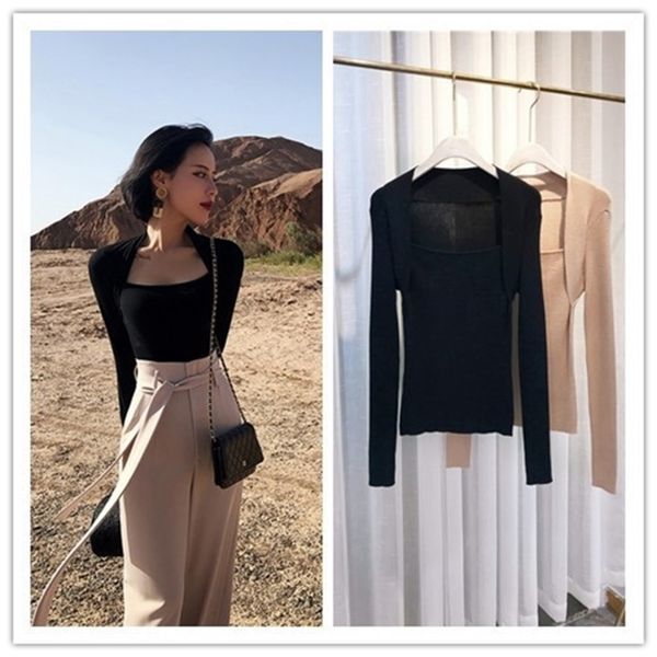 

vintgae sweater women long sleeve knitted pullovers y200910, White;black