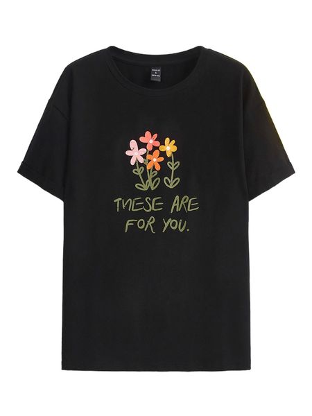 

x morgan mondays co slogan & floral print tee n4iy#, White