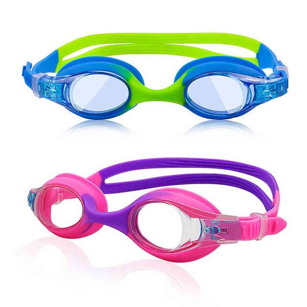 Kinder Kinder Schwimmbrille Wasserdicht Silikon Anti Fog UV Schild Brille Brillen Brillen mit Box Bunte Einstellbar G220422