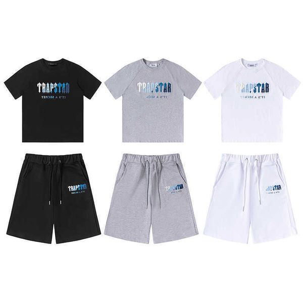 

t shirt manches courtes short trapstar pour homme et femme tenue de sport dcontracte en coton la mo brorie d't ensemble, White;black