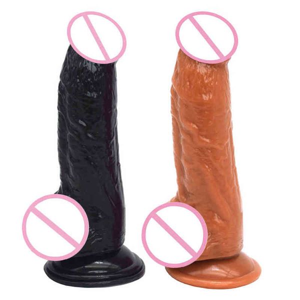 NXY DILDO DONGS Женская чашка всасывания ложное пенис толстый jj Имитация истинного мышечного желудочного жеребца мужского корня для взрослых 220507