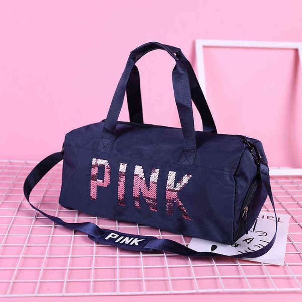 

oxford cloth travel bag women fitness training for sports gym dry wet separation shoes s pink sequins duffle 220602