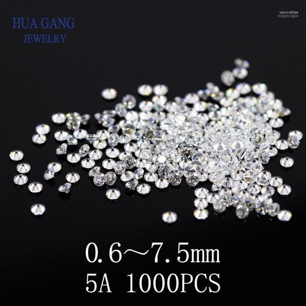 Altro 1000 PZ Grado Rotondo Bianco Cubic Zirconia Pietra Sciolto CZ Pietre Brillanti Gemme Sintetiche Perline Per Monili Che Fanno 0.6-7.5mm Wynn22