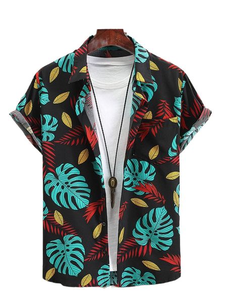 

men random tropical print patched pocket shirt without tee w5rf#, White;black