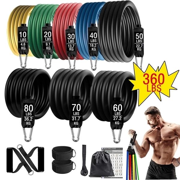 360lbs Esercizi di fitness Fasce di resistenza Set Tubi elastici Pull Rope Yoga Band Training Allenamento Attrezzatura per la palestra di casa Peso 220618