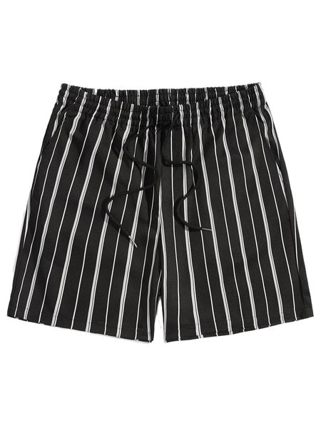 

men striped drawstring waist shorts j5co#, White;black