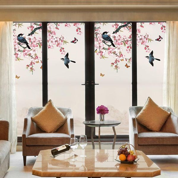 Adesivos de janela porta deslizante chinês vidro fosco transparente o opaco quarto quarto móveis decorativos foilwindow