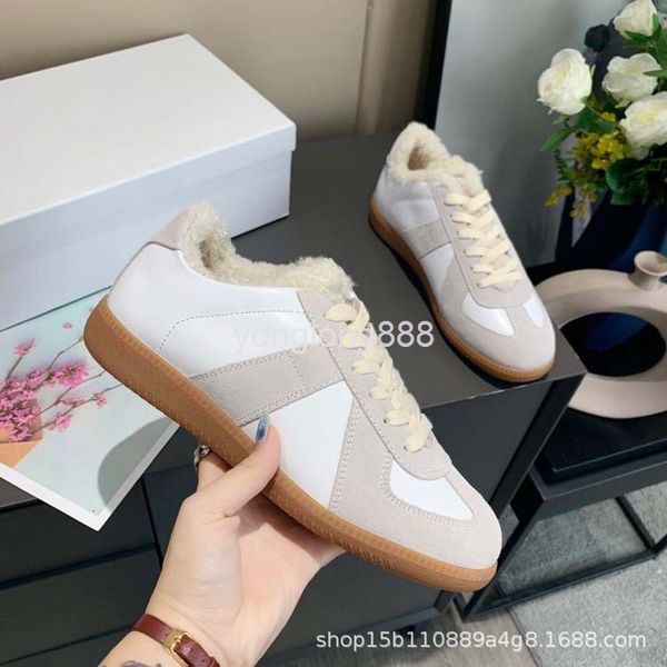

dress shoes winter style plush de training shoes couple flat sole single soft wool small white board, Black