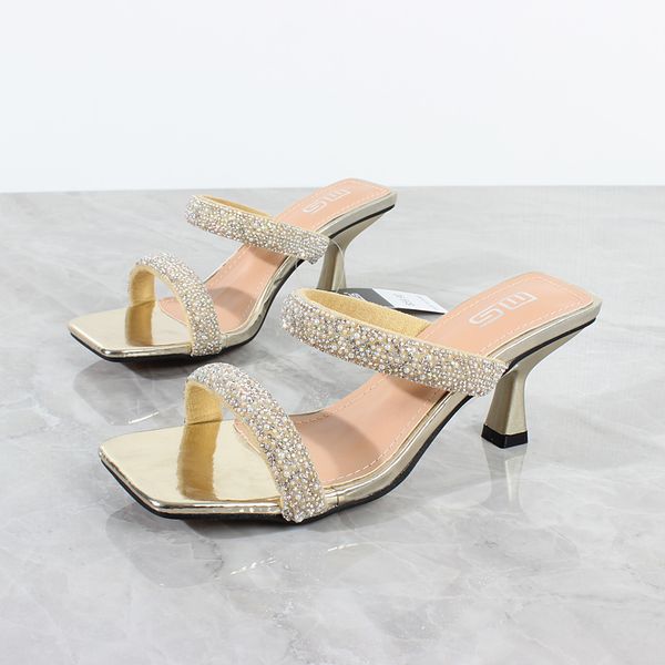 

women's high-heeled sandals summer word with pearl high-heeled sandals female stiletto fashion women shoes 6.5c cx220402, Black