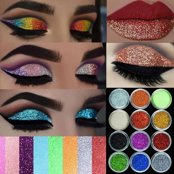 Sombra do olho 4G Caixa redonda Glitter Sheshadow Powder Chameleon Flash Shimmer Highlighort Pigment Pigmment Perra impermeabilizado