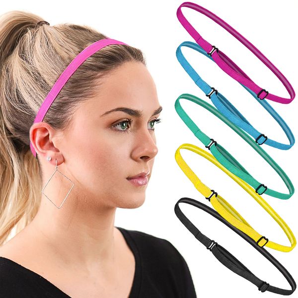 

women's elastic & adjustable no slip running headband, Silver