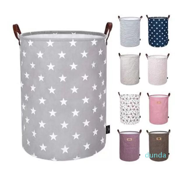 

designer-foldable storage basket kids toys storage bags bins printed sundry bucket canvas handbags clothing organizer tote iia235